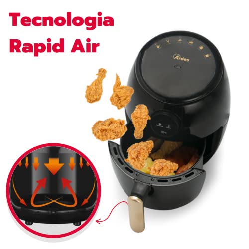 ARDES - AR1K32D Heteluchtfriteuse capaciteit 2 liter kleine luchtfriteuse met digitaal display en timer 60 minuten maximale temperatuur 200 °C Eldorada Mini D - Afbeelding 5