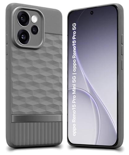 Image of WOW IMAGINE Back Cover for Oppo Reno 15 Pro 5G | Reno 15 Pro Mini 5G with Hexa Cube Design | Ultra Slim Soft Rubberised Case | Inner Velvet Fabric | Flexible Mobile Case | Camera Protection - Grey