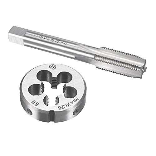 sourcing map M14 x 1.25mm Metric Tap and Die Set, Machine Thread Screw Tap with Round Threading Die, Tap & Die Kit for Nut Screw Bolt Thread Repair 1 sourcing map M14 x 1.25mm Metric Tap and Die Set, Machine Thread Screw Tap with Round Threading Die, Tap & Die Kit for Nut Screw Bolt Thread Repair