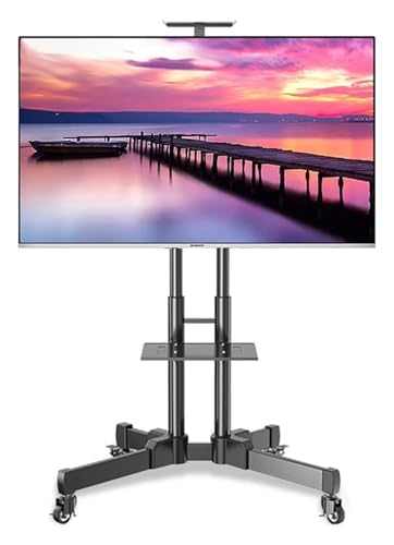 Soporte móvil para TV con ruedas y estante doble miniatura 1