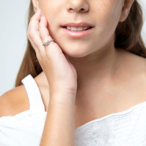 925 Sterling Silver Sweet Pink Cubic Zirconia Bow Ring For Girls & Teens Sizes 2-5 - Adorable and Simple Polished Bow Ring With Pink CZ For Young Girls - Classic Detailed Rings For Girls Birthday Gift3