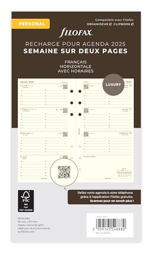 Filofax Personnel 1 semaine sur 2 pages Cotton Cream Français 2025