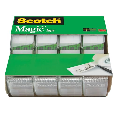 Scotch Magic Tape, 4 Dispensered Rolls, Numerous Applications, Invisible, Engineered for Repairing, 3/4 in. x 300 in. - image 1