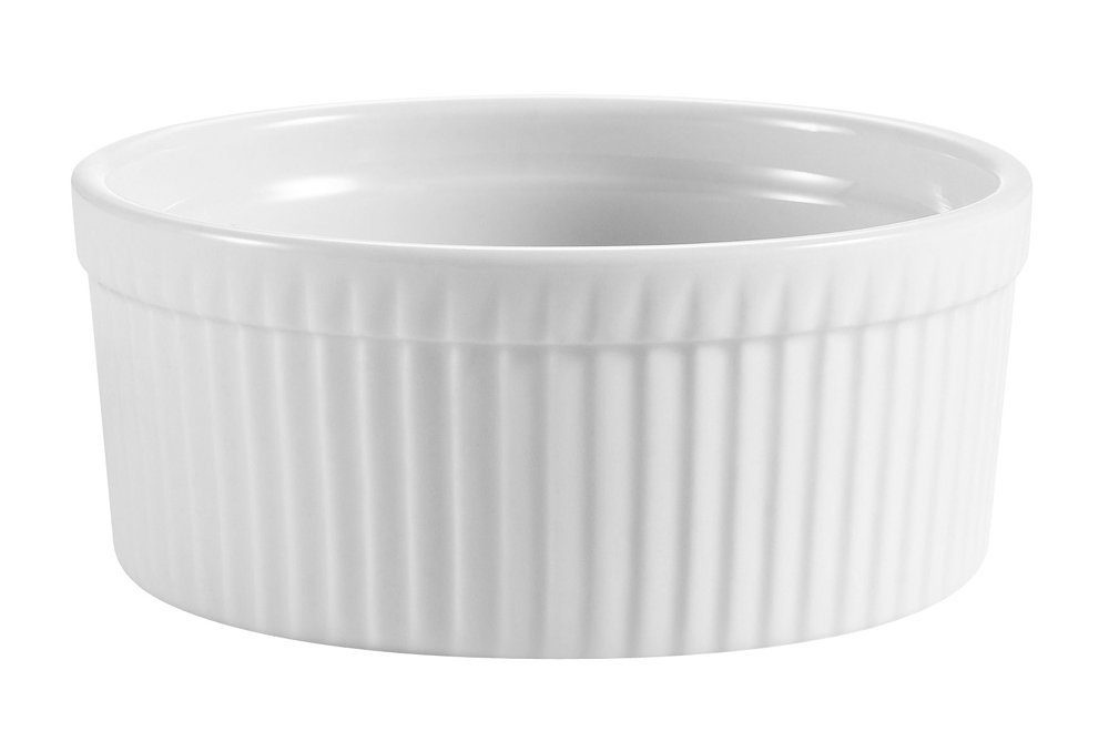 CAC China Accessories - Ramekin estriado redondo de porcelana blanca estupenda de 10 x 1-3/4 pulgadas, caja de 24