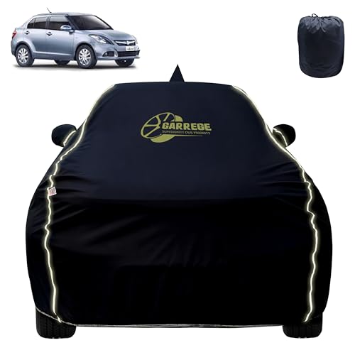 Image of Reflector Waterproof Car Cover for Maruti Dzire Old with Mirror & Antenna Pocket | All Weather Protection | Washable Fabric | Black Color