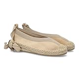 shoes&blues.es 89858 Bailarina de Mujer con Yute, Diseno Moderno con Puntera Bordada y Cintas Opcionales para un Ajuste Comodo, Ideales para Primavera-Verano. Kaki Talla 39