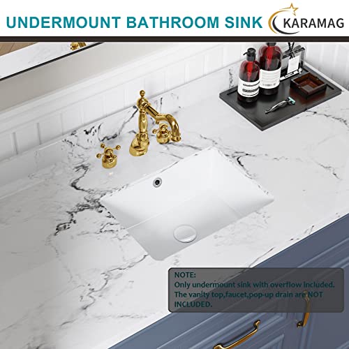 16 Inch Undermount Bathroom Sink Small Rectangle Undermount Sink White Ceramic Under Counter Bathroom Sinks with Overflow (15.70"x11.69") by KARAMAG - Image 2