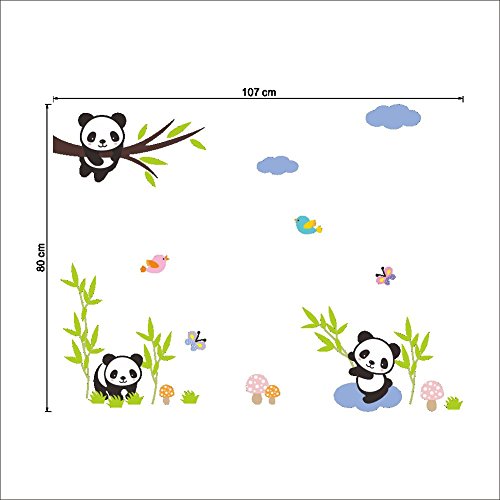Bibitime Forests Birds Butterfly Panda Family Wall Decor Kids Baby Nursery Bedroom Stickers Mural Decals #TOP2