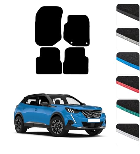 Image of GCM - Car Floor Mats for Peugeot 2008 (Non Electric) 2020 To Present Full Coverage Floor Protection - Anti Slip & Fit Car Mat with Clips Easy to Clean Car Carpet for All-Weather- Black Edging, Carpet