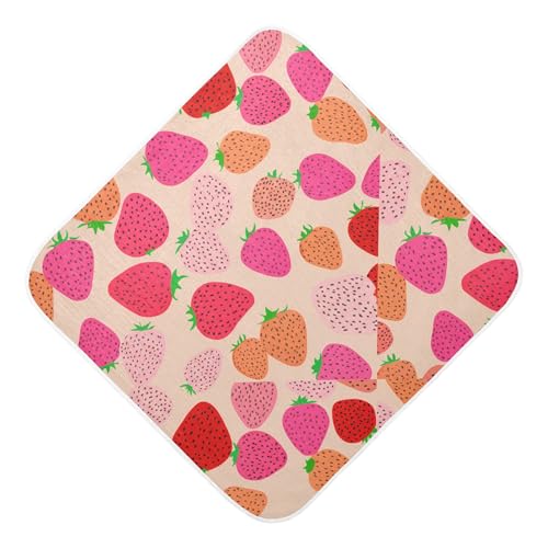 Kigai Baby Hooded Towel Absorbent Baby Bath Shower Towel with Hood for Newborn Boys Girls Babies Infant Toddler (Colorful Strawberries 35 x 35 in)