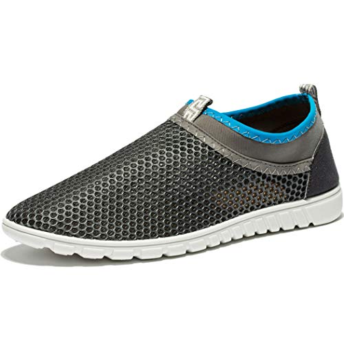 KENSBUY Adi Men's Breathable Running Shoes,Walk,Beach Aqua,Outdoor,Water,Rainy,Exercise,Drive,Athletic Sneakers EU46 Dark-Grey