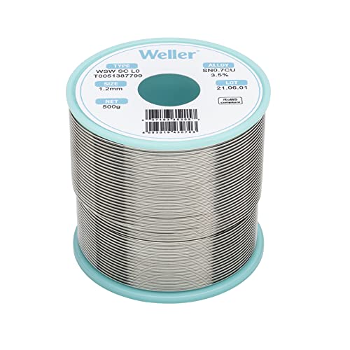 Weller WSW SC L0 (T0051387799) Bleifreier Lötdraht, Ø 1,2 mm, Legierung Sn99,3Cu0,7, Flussmittelgehalt 3,5%, 500 g
