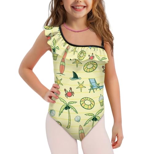 Image of Girls Swimsuit One Piece Ruffle Swimsuit Non-Slip Straps UPF 50+ for Girls Size 3-14 Years