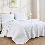 Chezmoi Collection Kingston 3-Piece Oversized Bedspread Coverlet Set (King, White)
