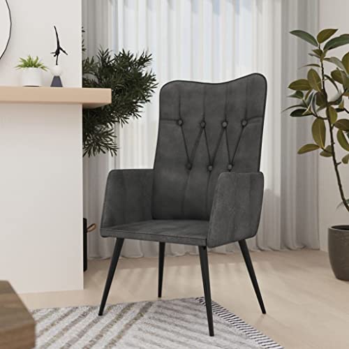 RMIHSJG Sillón orejero de Lona Negro Sillón Orejero de Cuero Auténtico para Sala de Estar y Dormitorio