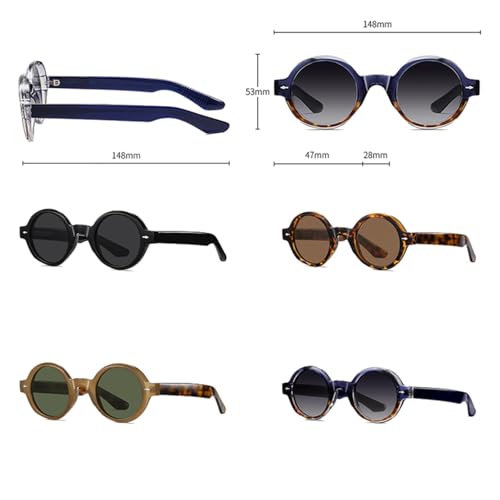 Lunettes de soleil rétro rondes punk UV400 à rivets pour homme et femme