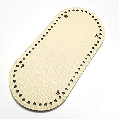 POFET DIY Knitting Crochet Bags Pu Leather Handbag Bottom Shaper Pad Weaving Bags for Handmade DIY Bag Accessories 25x12x0.4cm White