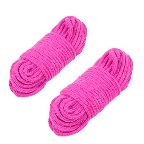 16 Feet 5 M/ 33 Feet 10M/66 Feet 20M Multipurpose Soft Twisted Cotton Durable Long Rope Strap(2 pcs) (Pink, 20 M)