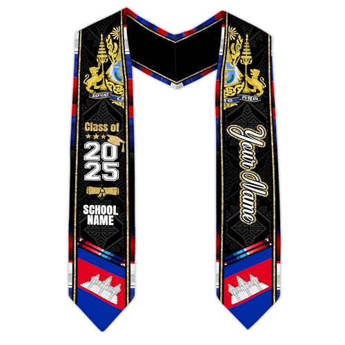 MonkeyVan Personalized Cambodian Graduation Sash, Custom Cambodian Graduation Stole, Cambodia Stoles Class Of 2025 Cd3