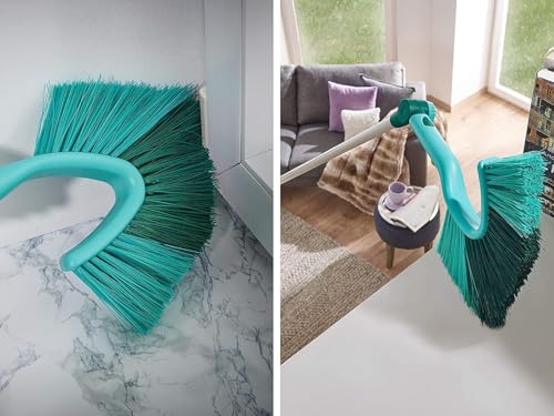 Leifheit Dusty Cobweb Duster, Small Cobweb Brush, Broom with Adjustable Angled Design for Cleaning Corners, Compatible Handles, Blue