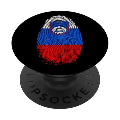 Slovenia Flag Fingerprint Slovenian Gift for Slovenians PopSockets Klebender PopGrip