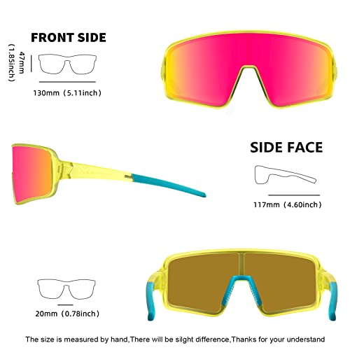 Maxjuli Youth Kids Polarized Sunglasses For Boys And Girls,Windproof Outdoor Baseball Sports Cycling Uv400 Protection Sun Glasses 7705(Yellow/Rose Pink) #TOP5