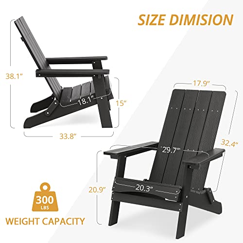 Lue Bona Folding Adirondack Chairs Set Of 4, Hdps Poly Modern Adirondack Chair, Weather Resistant Plastic Adirondack Fire Pit Chairs For Patio thumb #1