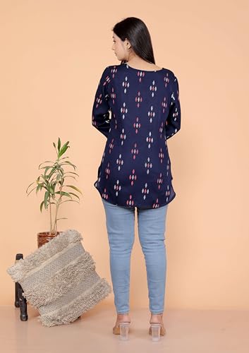 Image of Malikcraft Women's Rayon Printed Short Kurti Stylish Kurta for Women Trendy Short Kurta for Daily & Office Wear PR1