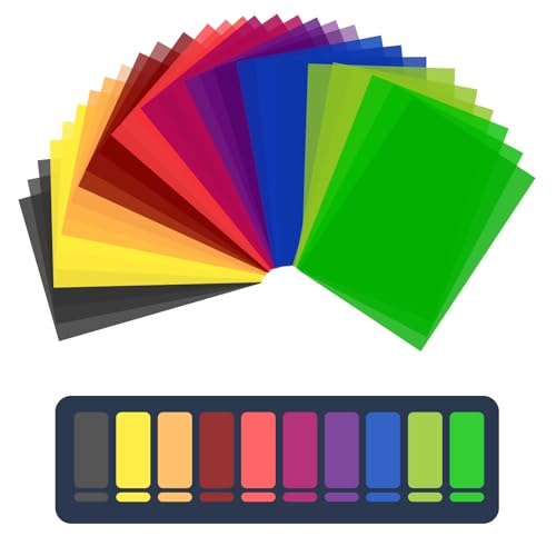 36 Pack WEINIDASI Color Correction Gel Light Filter, Transparent Colour Filter Film, Colored Transparency Sheets, Color Correction, Film for Lamp, Headlight, Photo Studio Strobe, LED, Headlight Film