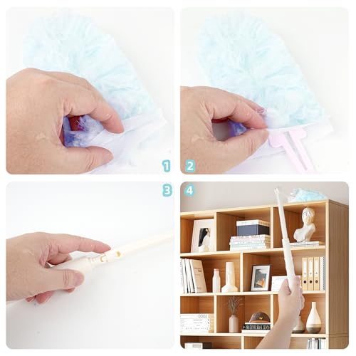 Image of Duster Refill for Swiffer Duster, 50 Count Heavy Duty Dusters Refills Compatible with Swiffer Heavy Duty Duster Refill, Multi-Surface 360 Dusters with 1 Handle for Cleaning (50pcs Blue)