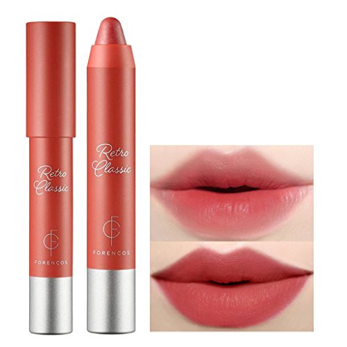 [FORENCOS] Retro Classic Lip Crayon 2.5g (Retro Camine) - Creamy Velvet Finish Lip Balm Stick, Vibrant Color Light Adhesion Lip Crayon, Lip Moisturizing with Rose Hip Oil and Shea Butter