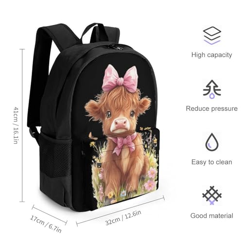 Cute Highland Cow Travel Backpack Casual Daypack Shoulder Bag with Adjustable Shoulder Straps for Men Women2