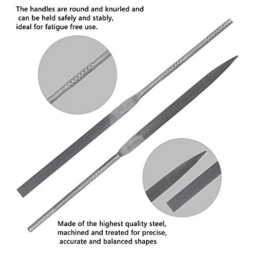 Efnan 6Pcs Needle File Set Without Handle, 5.5'' Swiss Pattern File, Double Cut With Medium Teeth, Ideal For Precise And Detailed Work As Model Shaping, Deburring, Metal, Wood, 3D-Print, Etc. #TOP2
