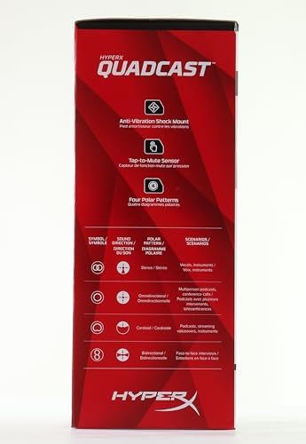 HyperX Hx-Micqc-Bk Quadcast Standalone Mikrofon z Wieloma Funkcjami dla Streamer Graczy
