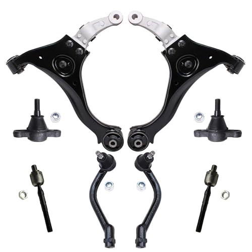 Image of Detroit Axle - 8pc Front End Suspension Kit for Hyundai Sonata 2006 2007 2008, 2 Lower Control Arms 2 Lower Ball Joints 4 Inner & Outer Tie Rod End Links Replacement