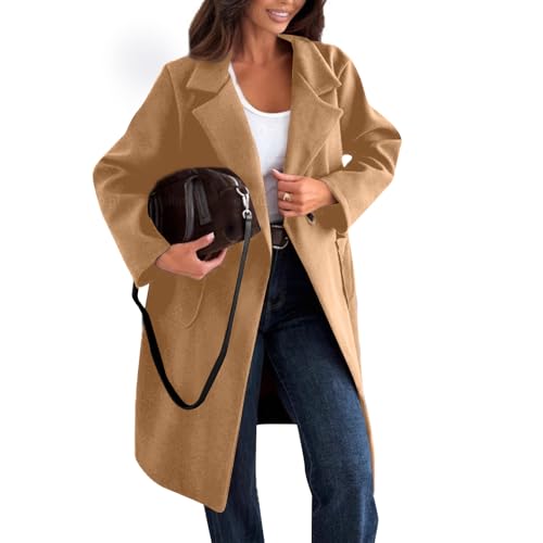 Manteau femme hiver long chic mode trench coat elegant coupe vent boutons