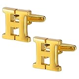 Hawson - Gemelos para hombre, diseño de iniciales, chapado en oro, para negocios, bodas, camisetas Dorado