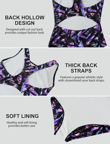 Image of Girls' Swimsuit One Piece Swimming Suits Flyback Swimwear for Practice