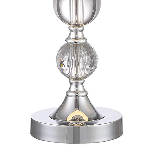 360 Lighting Solange Luxury Table Lamps 25" High Set Of 2 Stacked Crystal Ball Silver Metal White Drum Shade Decor For Living Room Bedroom House Bedside Nightstand Home Office #TOP4