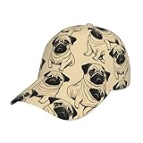 bmnaswt Gorra de béisbol de ala curvada con estampado de perro carlino para hombres y mujeres, gorra de viaje para deportes al aire libre, para todas las estaciones, color negro