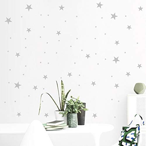 Star Wall Decals (144 Count) Star Decals Nursery Decals Removable Peel&Stick Wall Decals (Vintage Silver)