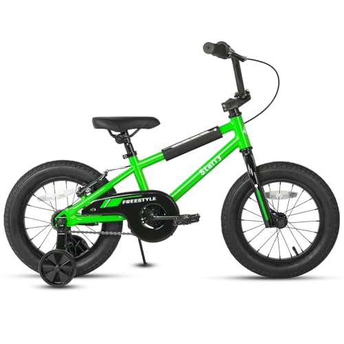 Image of 12 14 16 18 Inch Kids Bike BMX Style Bicycle with Training Wheels Coaster Brake for 2-10 Years Old Toddlers Boys Girls Multiple Colors