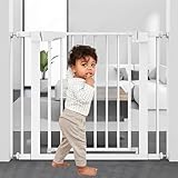 KidDough Baby Safety Gate - (82-89cms Adjustable Width Coverage), Auto Close with Double Lock System, Safety Gate for Kids, Dog Safety Gate, Baby Proofing Products