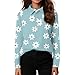 Girls Long Sleeve Polo Shirt Floral Print Soft Casual Top School Uniform for Kids Girls Fashion (Sky Blue,11-12 Years)