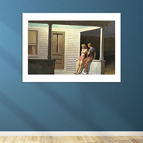 Toile Hopper Summer Evening petit cadre mat pour mur sans reflets