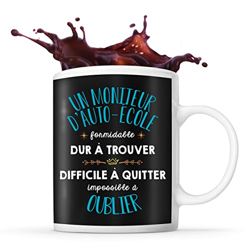 Planetee Tasse Un Moniteur d'auto-école noir | Mug cadeau ami collègue de travail, départ retraite