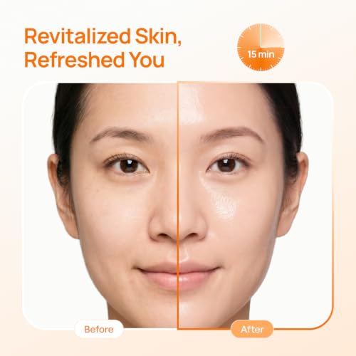 Image of PLANTIFIQUE Korean Sheet Mask, 5 Pack - Glowing & Hydrating Face Masks with Peach Extract, Vitamin C & Hyaluronic Acid - Mascarillas Faciales