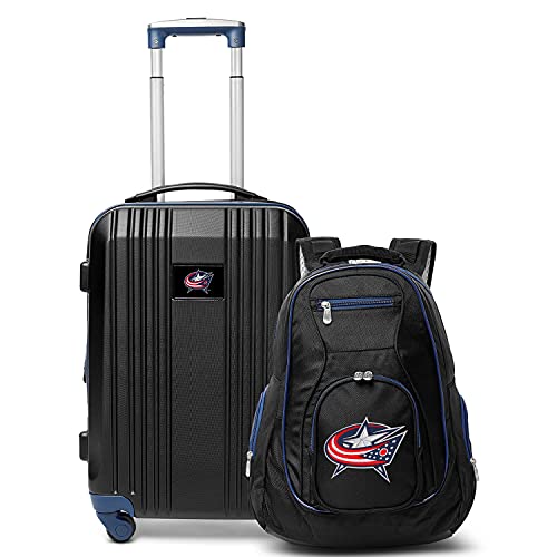 Denco Columbus Blue Jackets 2-Piece Luggage Set, Includes 21-inch Two-Tone Hardcase Spinner and 19