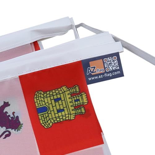 Image of AZ FLAG Castile and Leon 6 meters BUNTING Flag 20 flags 9'' x 6'' - Spanish region of Castilla y Leon STRING flags 15 x 21 cm