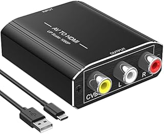Tronou RCA to HDMI Converter, Aluminum AV to HDMI Converter,1080P Mini RCA Composite CVBS Video Audio Converter Adapter Supporting PAL/SNES/NTSC for TV/PC/PS2,3/ Wii/Xbox VHS/VCR/Blue-Ray DVD Players